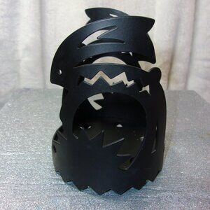H-165 VINTAGE 90'S BLACK METAL JUMPIN JACK LANTERN HOLDER (NO GLASS) PARTYLITE
